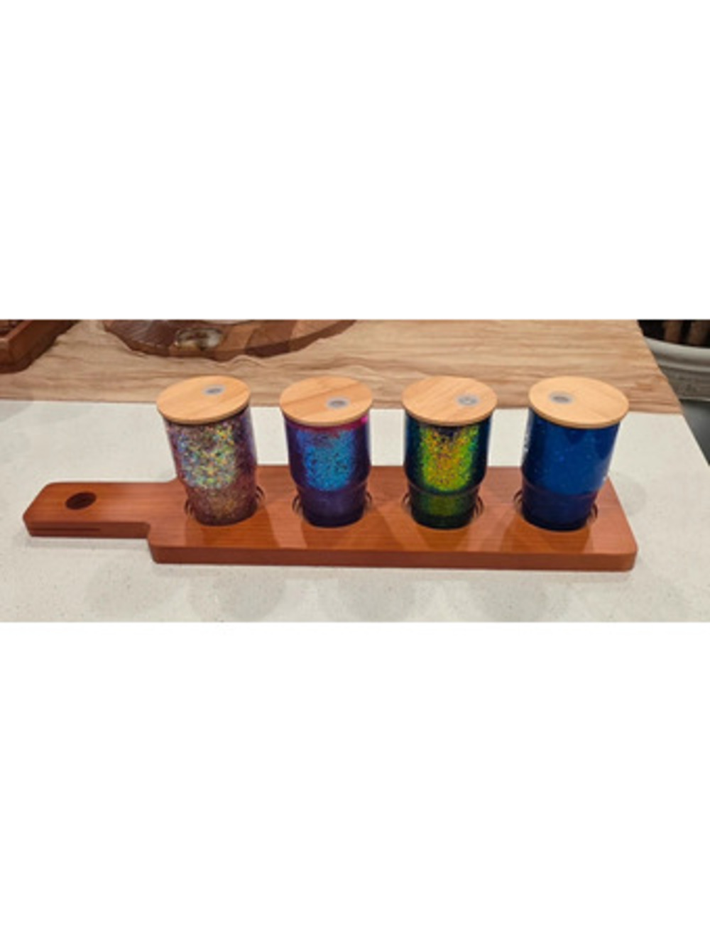Handmade Glitter Snow Globe Shot Glass Flight Set - 3oz